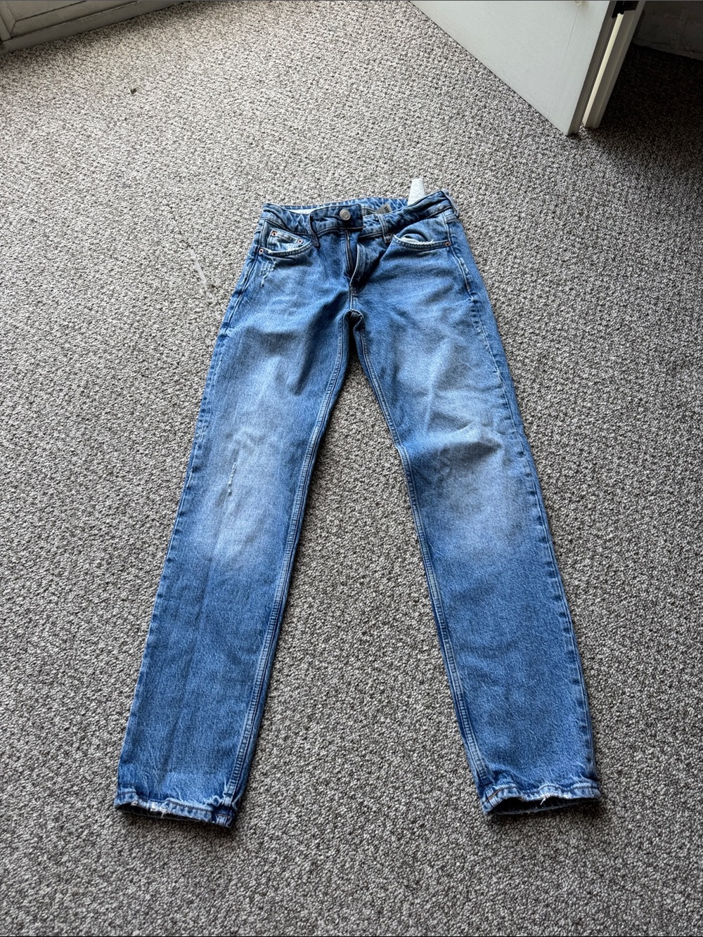 Zara Light Blue Straight-Leg Jeans